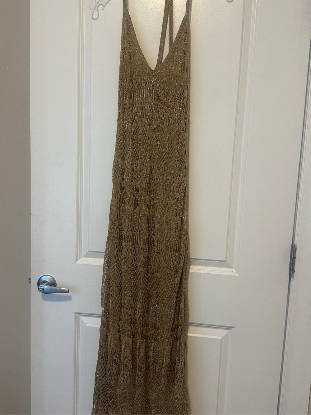 Zara Olive Brown Crochet Maxi Dress